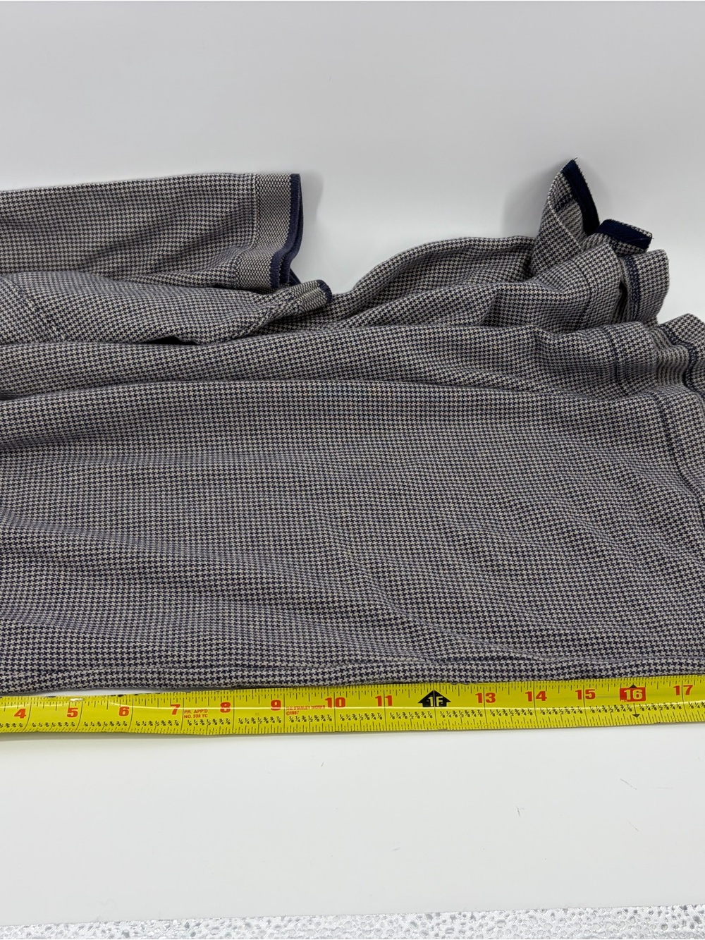 Woolrich Vintage Polo Shirt Short Sleeve Herringbone Blue Gray Size XL - Picture 5 of 5